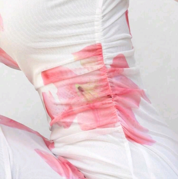 Romantic Date Night Floral Print Pleated Long Sleeve Dress For Women - Picture 4 of 4